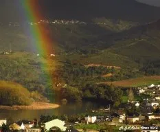 Doble arco iris sobre mi pueblo