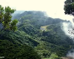 Volcán con manto verde